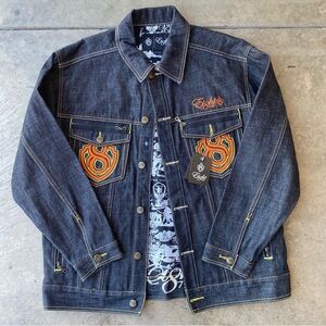 Eight 732 raw denim jacket embroidered chain stitched and painted NWT